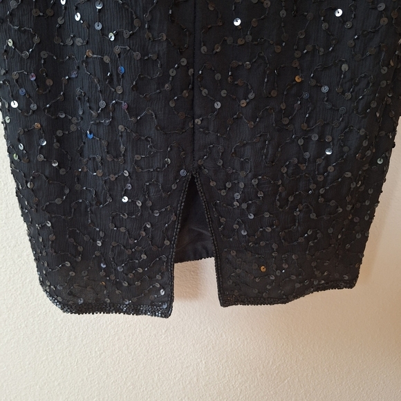 Vintage Stenay 100% Silk Sequin Beaded Knee-length Dress Womens Size 4 - Picture 5 of 7